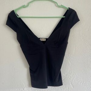 Free People black crop top with v neck XS